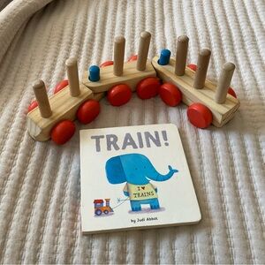 Melissa & Doug Wooden Train & Book Bundle